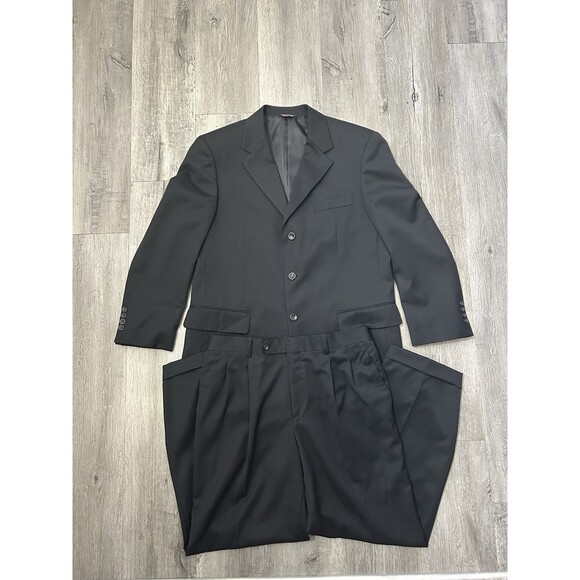 Cianni Cellini Men's 100% Wool Black Suit Set 2 Piece Jacket Sz 40S Pants Sz 34S - Picture 1 of 16